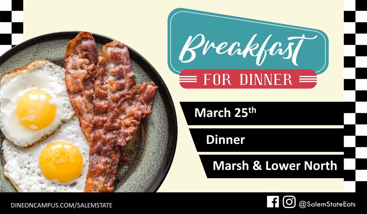SALEMSTATEEATS's tweet photo. Not looking forward to Monday? Good thing we're serving up the best breakfast food to keep you going 😋 🍳 #breakfastfordinner https://t.co/hbqvj86TjP