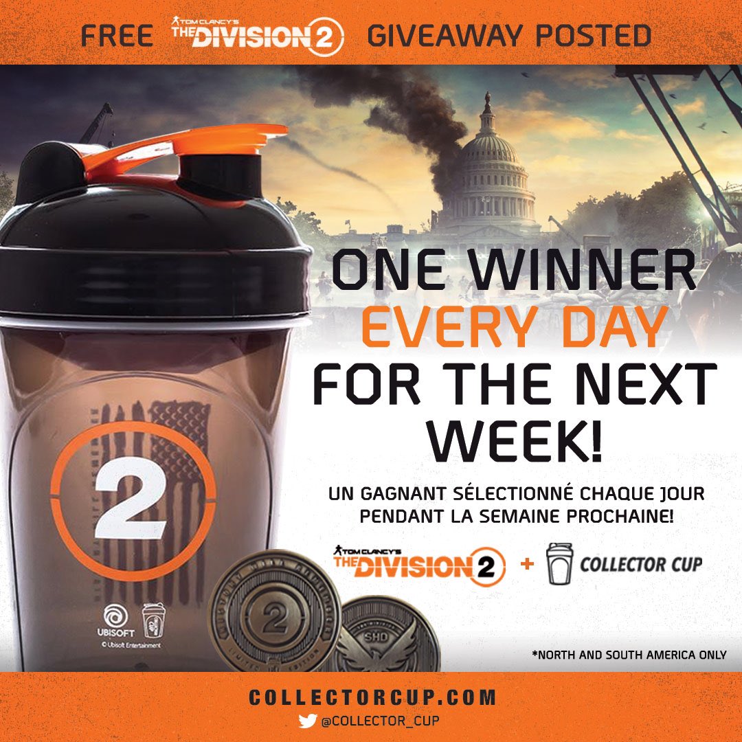 Collector_Cup's tweet photo. GIVEAWAY!

5 DAYS LEFT for the @thedivisiongame @collectorcup giveaway! We're giving away 5 Tom Clancy's The Division 2 Collector Cups with collectible coin over the next 5 days in honor of #thedivision2 release 

Just follow @collectorcup and @thedivisiongame like and retweet! https://t.co/PQfg3N8reO