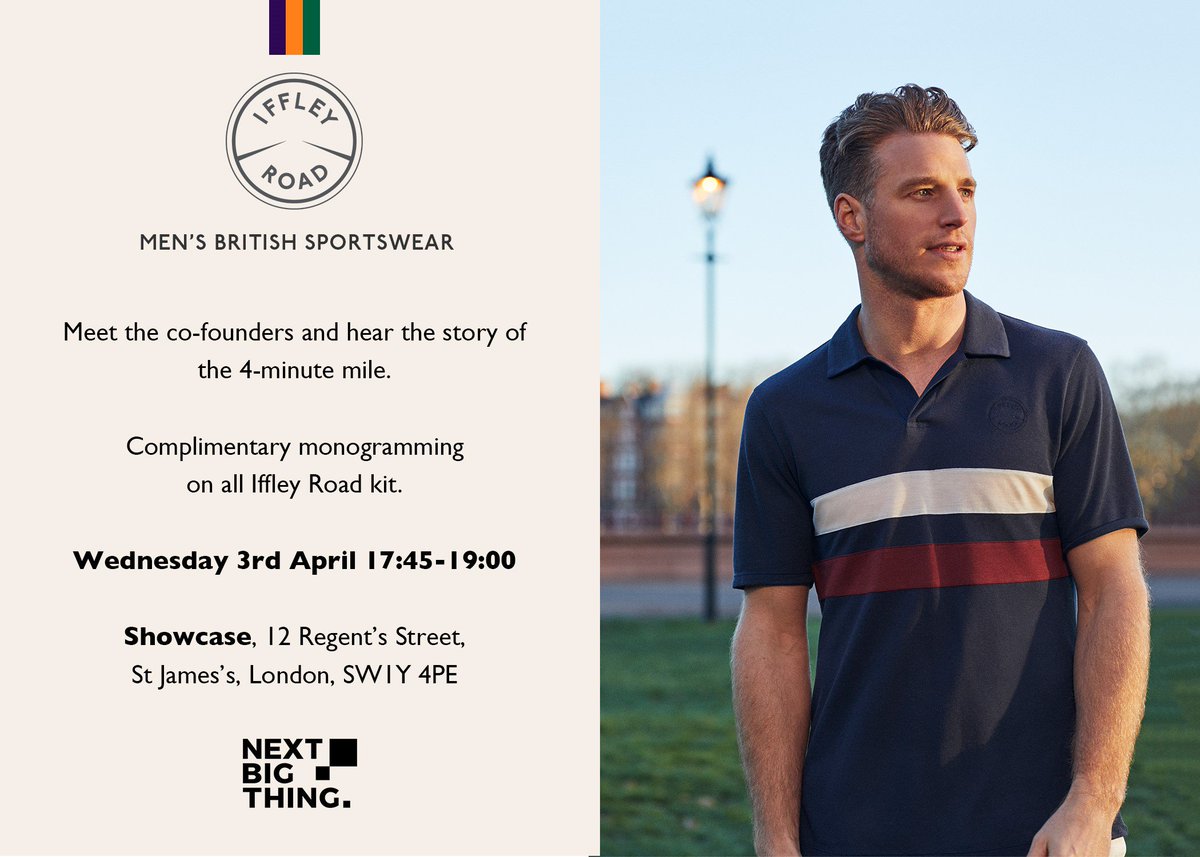 nbtuk1's tweet photo. Join us for an exclusive launch of men's sportswear brand @IffleyRd on Wed 3rd April at @nbtuk1 - features a meet &amp; greet with the founders and complimentary monogramming with any @IffleyRd purchase. Free tickets here: https://t.co/lV689XN5S5 https://t.co/lRAmNYMVD2