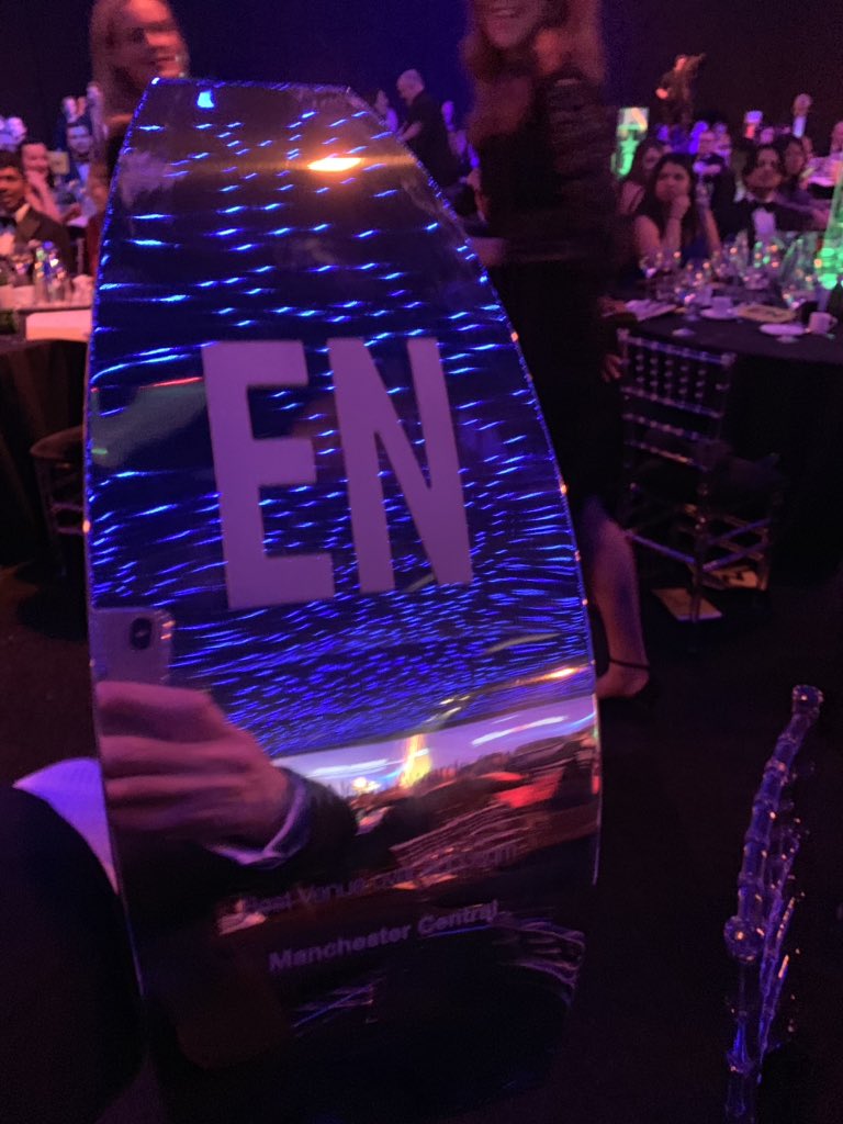 Holy moly - we’ve only gone and won . Best large venue at #ENAwards  I can’t tell you how proud I am for the  @mcr_central team - get in there!!!!! Bringing it home to Manchester @mcr_conf @MCCC_LizC