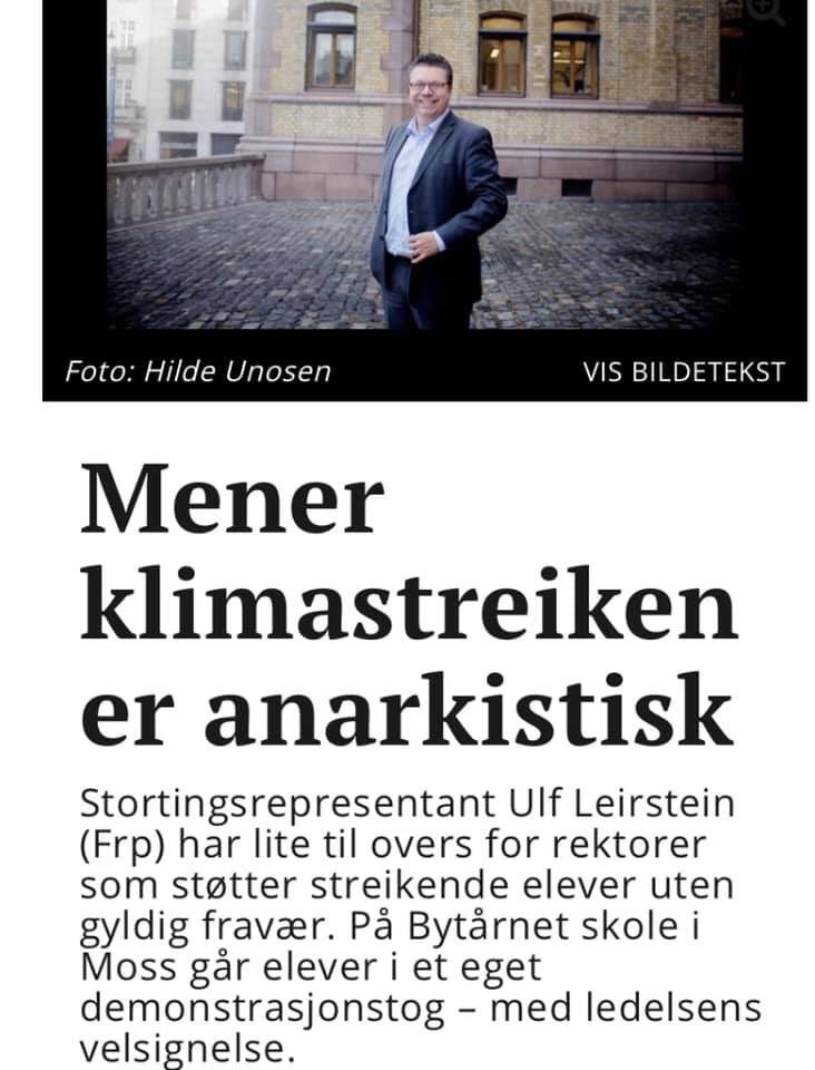 Er så enig med Ulf Lerstein.  Har ikke unger i femtenårsalderern mer fornuftige ting å gjøre enn å gå i demonstrasjonstog for miljøet? Hva med å bruke tida si på trekantsex og hardporno?