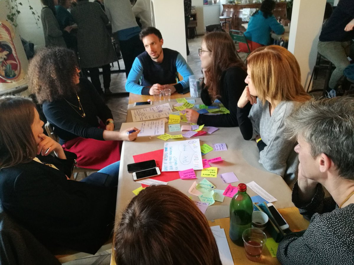 ileana_toscano's tweet photo. Fruitful and funny design thinking workshop on urban food, organized by @Kallipolis1 during #Culturalhackathon in @ComunediTrieste. The event is the final activity of #Laru Laboratory of Urban Regeneration funded by @regioneFVGit with the collaboration of @creaativa https://t.co/iOBgdIh1VI