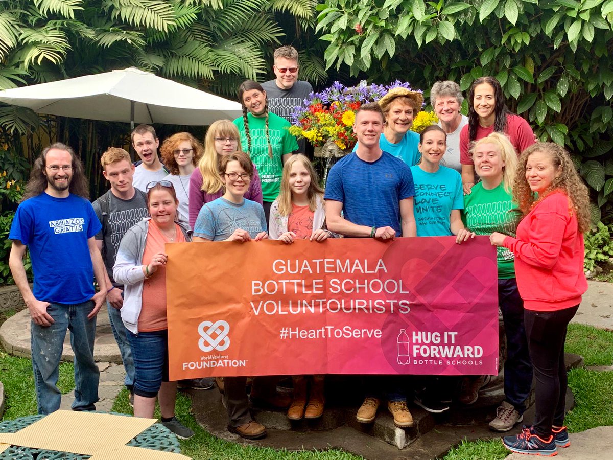 WVFoundation's tweet photo. We're kicking off another bottle school VolunTour in Guatemala with @HugItForward ♥️. Thank you all for your #HeartToServe!! https://t.co/gFYk8MLjdl