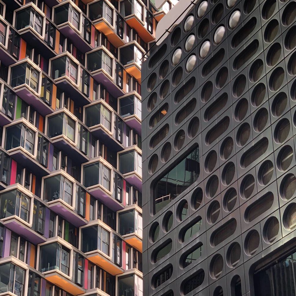 ollywainwright's tweet photo. Melbourne architecture is the kid at the party who ate too much candy 🤡 https://t.co/FEirOfPYA8