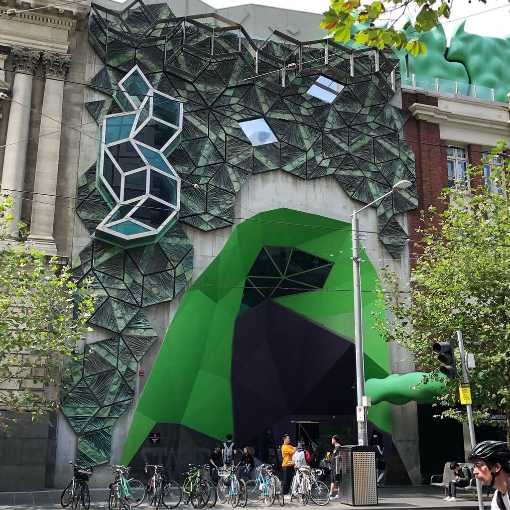 ollywainwright's tweet photo. Melbourne architecture is the kid at the party who ate too much candy 🤡 https://t.co/FEirOfPYA8