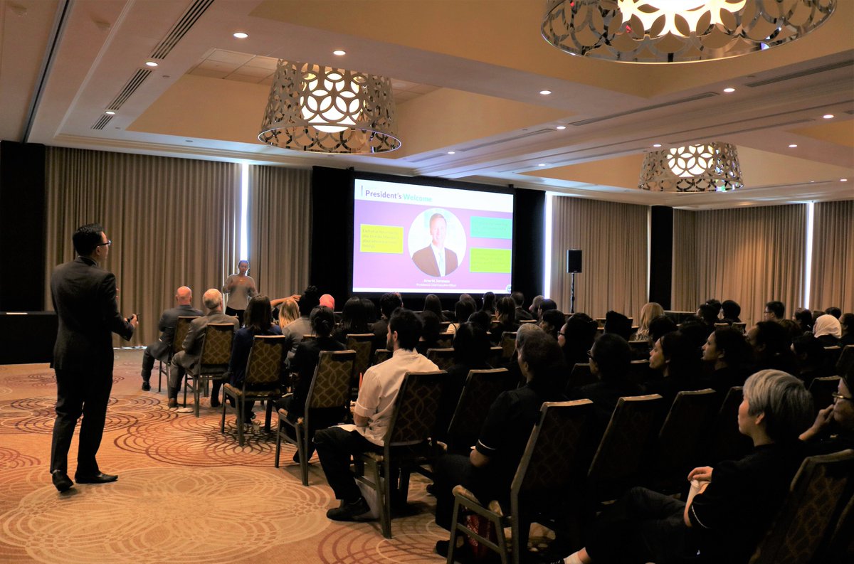 Today, our Executive Committee conducted an Associate Rally to unveil the new Sheraton logo! Sheraton is The World's Gathering Place - we welcome, we invite, we connect! #weoverme #theworldsgatheringplace #associaterally2019 #sheraton #marriottinternational #sheratoncentretoronto
