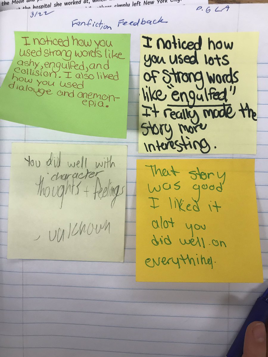 MrsGraham_EBMS's tweet photo. Peer Feedback on our Fanfiction Stories! https://t.co/gghe4TB2l2