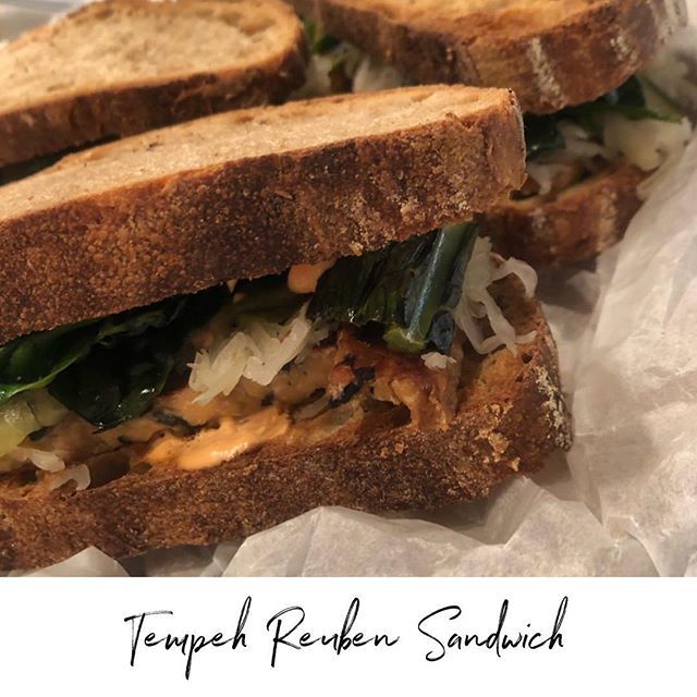 New on the counter - •Tempeh Reuben Sandwich• Seaweed Tempeh | Sauerkraut | Lemon Greens | Russian Dressing | Mustard Cucumber Pickle | Riverside Sourdough ift.tt/2HNXKJI