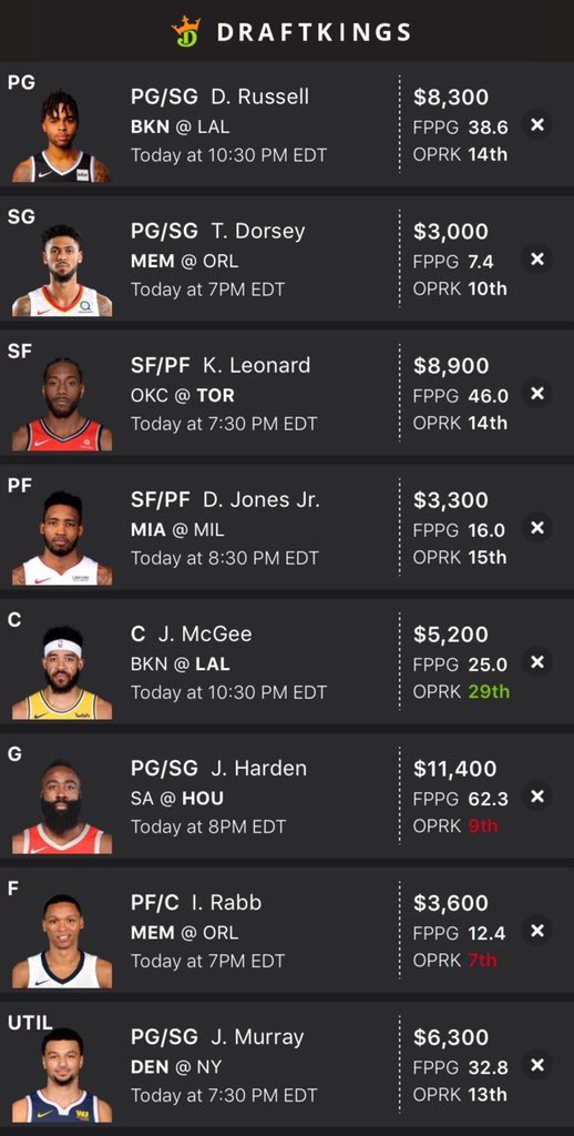 MoneyTimeDFS's tweet photo. Tonight’s lineups! Good luck tonight! #nba #dfs #nbadfs #fanduel #draftkings #nbafanduel #nbadraftkings #dknba #fdnba https://t.co/MBkbijdVFQ
