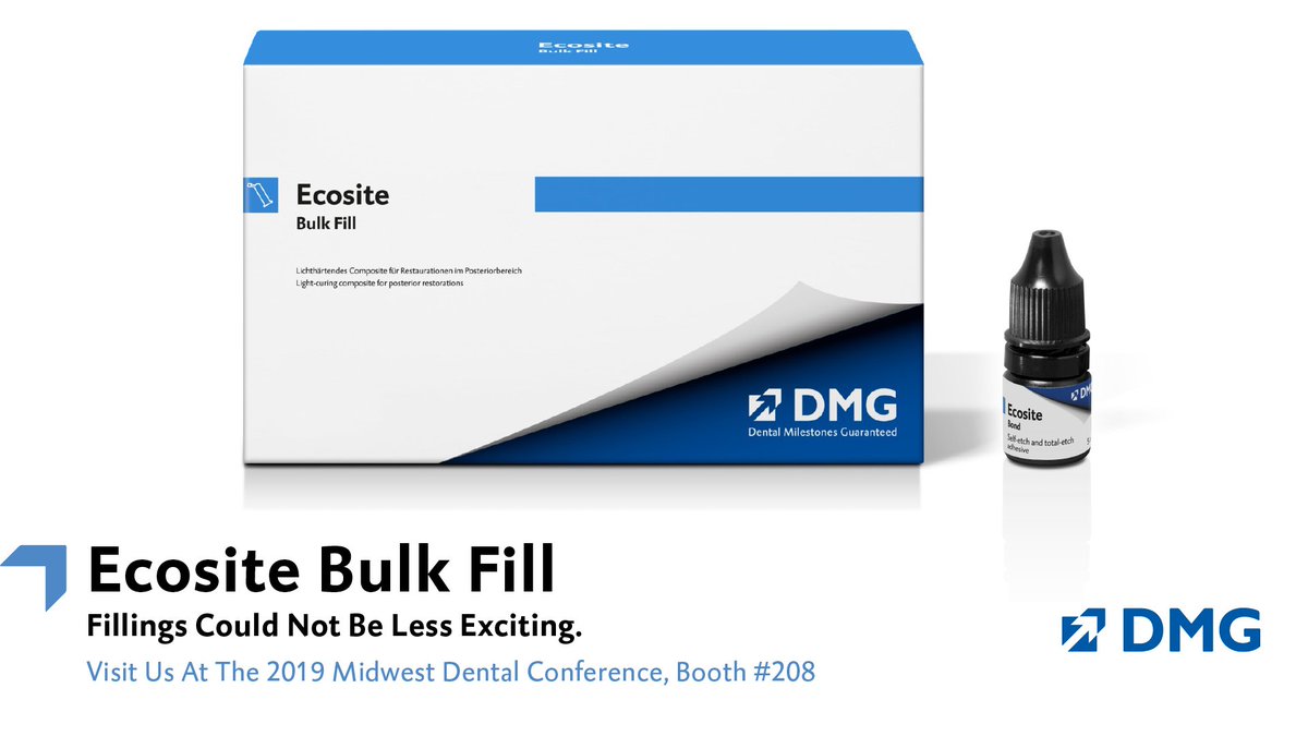 DMGAmerica's tweet photo. Did you know that the New #EcositeBulkFill releases fluoride and does not stick to instruments? Stop by booth 208 at Midwest Dental Conf and ask us about it. #dmgamerica https://t.co/NiiAR2Q7eO