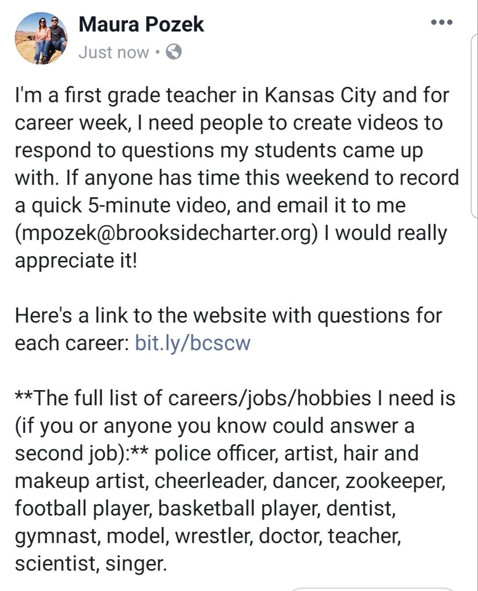 mspozek's tweet photo. Please rt, can you make a quick 5-minute video for my students? https://t.co/xSAwXKBUvS 
#edchat https://t.co/5dP3toQ7vZ