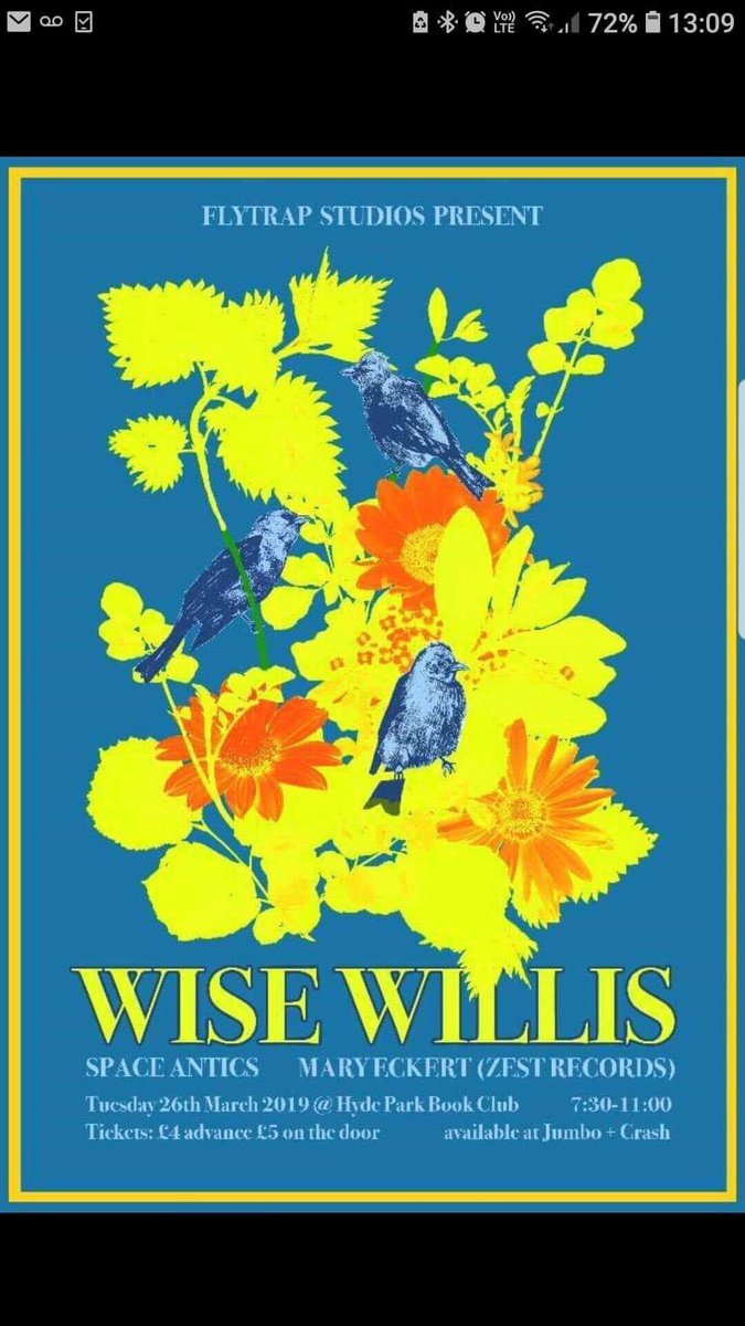 thespaceantics's tweet photo. LEEDS! We are playing @hydeparkbookclub Tuesday 26th March supporting @wise_willis with @mmaryeckert Doors are at 7:30! Tickets are £4 in advance or £5 on the door! Please get in touch with us if you would like to buy a ticket :) We hope to see some of your beautiful faces there! https://t.co/73EUw9WxvO