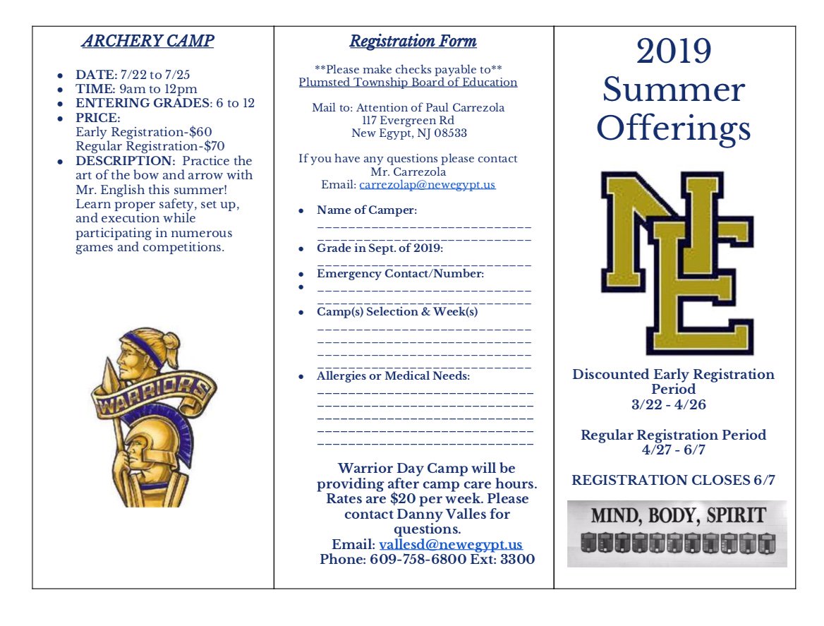 2019 Summer Camp Offerings!