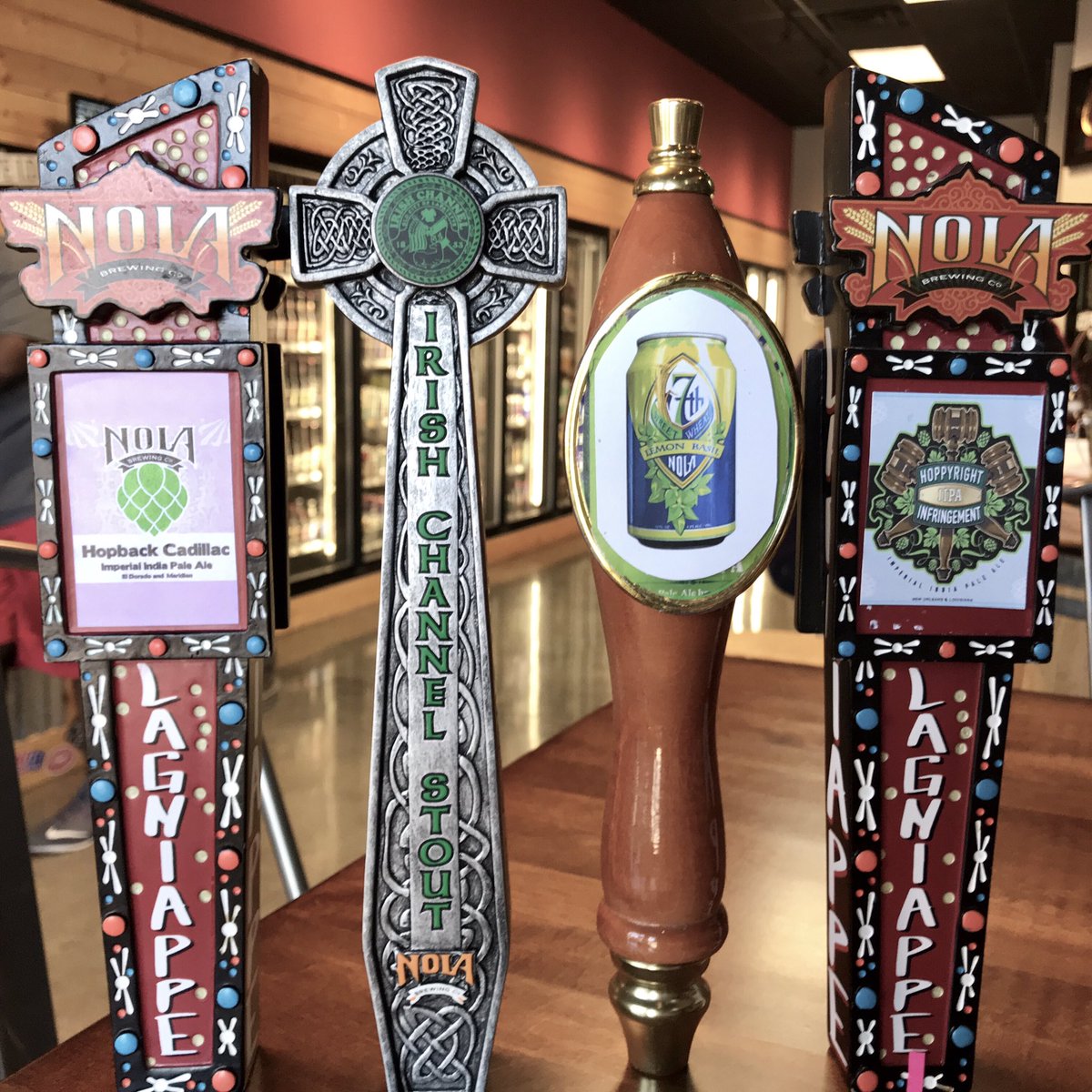 SiglerCraftBeer's tweet photo. Tonight’s @nolabrewing beers:
Hopback Cadillac IPA
Hoppyright Infringement IPA
Irish Channel Stout
7th Street Wheat
#craftbeer #craftbeers #craftbeernerd #taptakeover #chattanooga #chattanoogatn #siglerscraftbeerandcigars #siglersbeer https://t.co/Cn6rtxpR2X