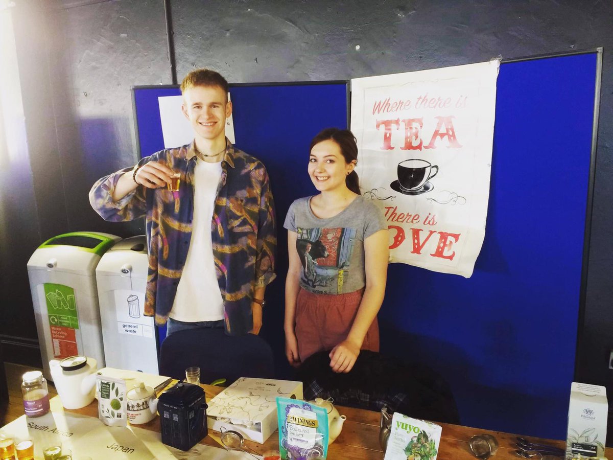 UoBTeaSociety's tweet photo. We were at the One World Festival today! The teas that we had were:
Blueberry Rooibos
Matcha
Puerh
Bollywood Chai
Pure Yerba
Kenyan TGFOP1
#tea #UOB #OneWorldUOB
Here is our new chair Jamie with current committee member Emma βοΈ https://t.co/zXfW6HZkqr
