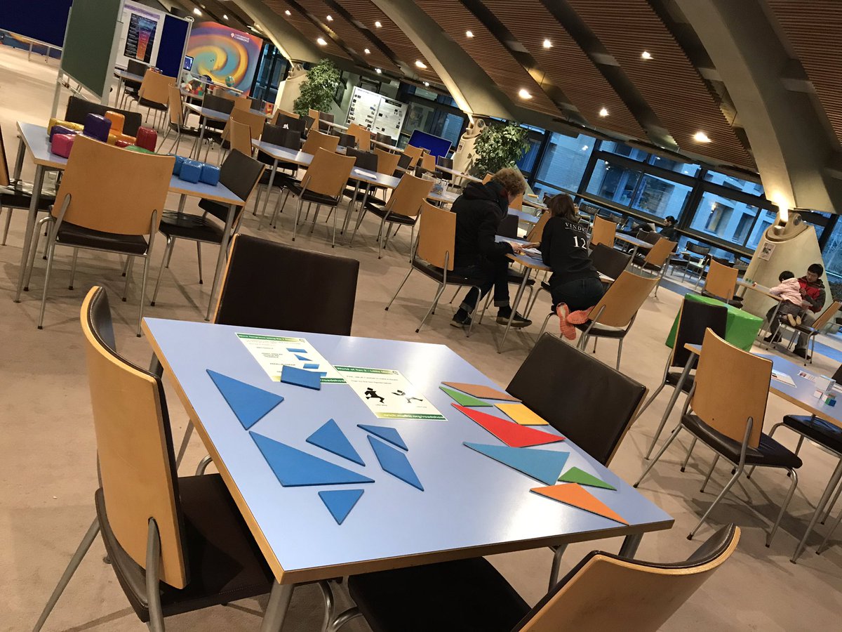 asharpeducator's tweet photo. We’re ready for @Cambridge_Uni’s Science Festival at the Centre for Mathematical Sciences tomorrow! 

Just finished setting up @nrichmaths favourite hands-on activities, iPad inter-actives &amp; @FranMaths’s origami!

Come and visit (for free!) from 12 till 4. @MMPmaths @ajk_44 https://t.co/d4fX03CEhH