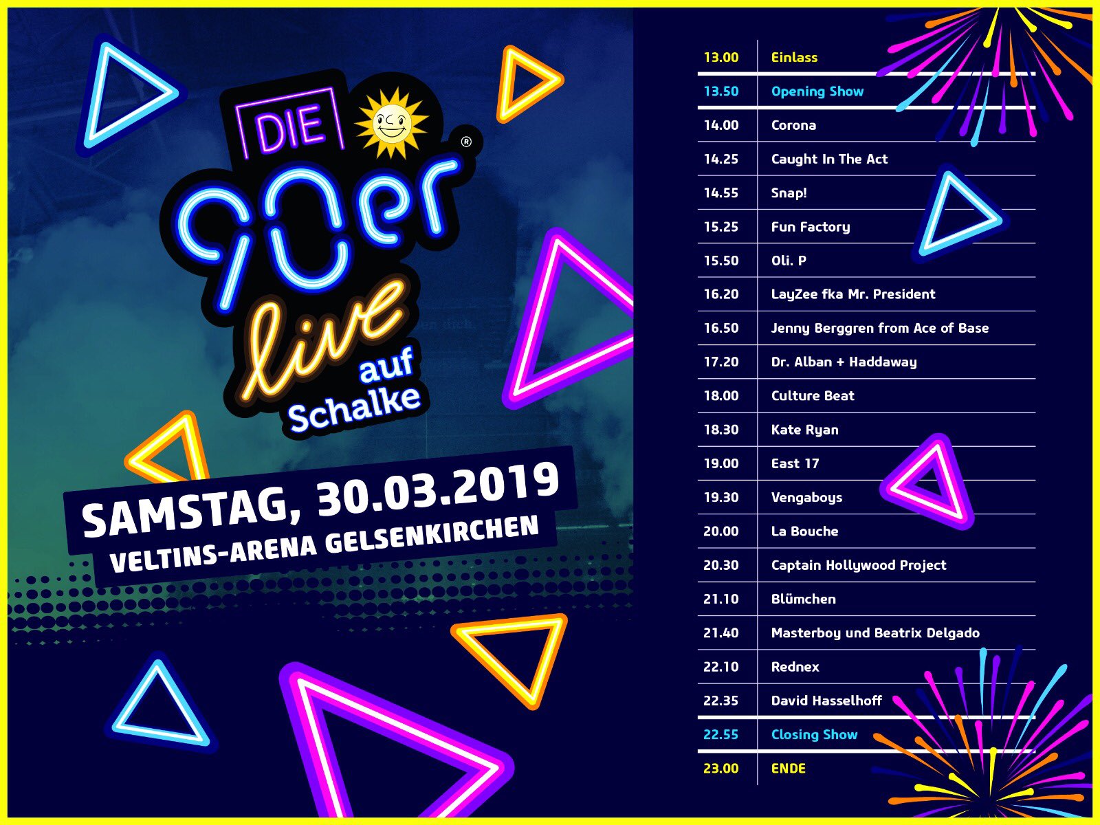 Veltins Arena On Twitter Der Ablauf Fur Die 90er Live Party Auf Schalke Am 30 03 2019 Steht Seid Ihr Dabei 90s
