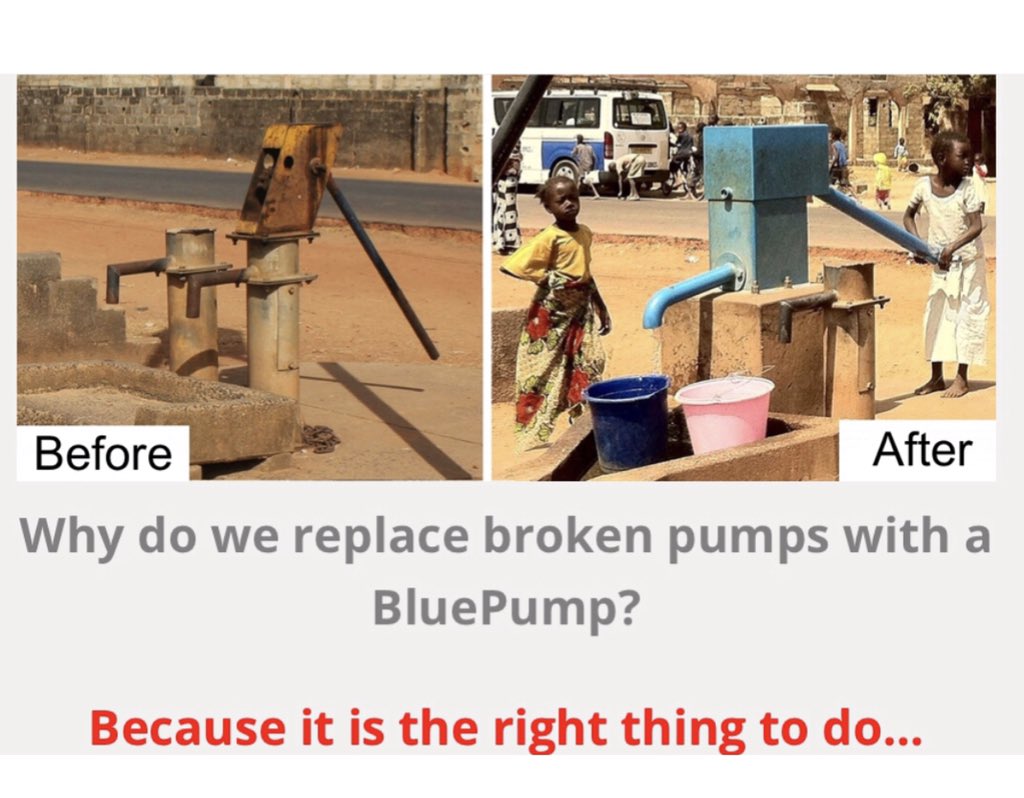 #WWD2019 STOP #PumpCrisis in #Africa...

Over 400.000 #DonorPumps don’t work anymore 😱

#Oxfam &amp; <a href="/FairWaterAfrica/">FairWater Foundation</a> introduced durable bluepump.com in #Turkana #Kenya thousand of lives saved!

Partner NGO’s have free Sponsored BluePumps!

 Join fairwater.org