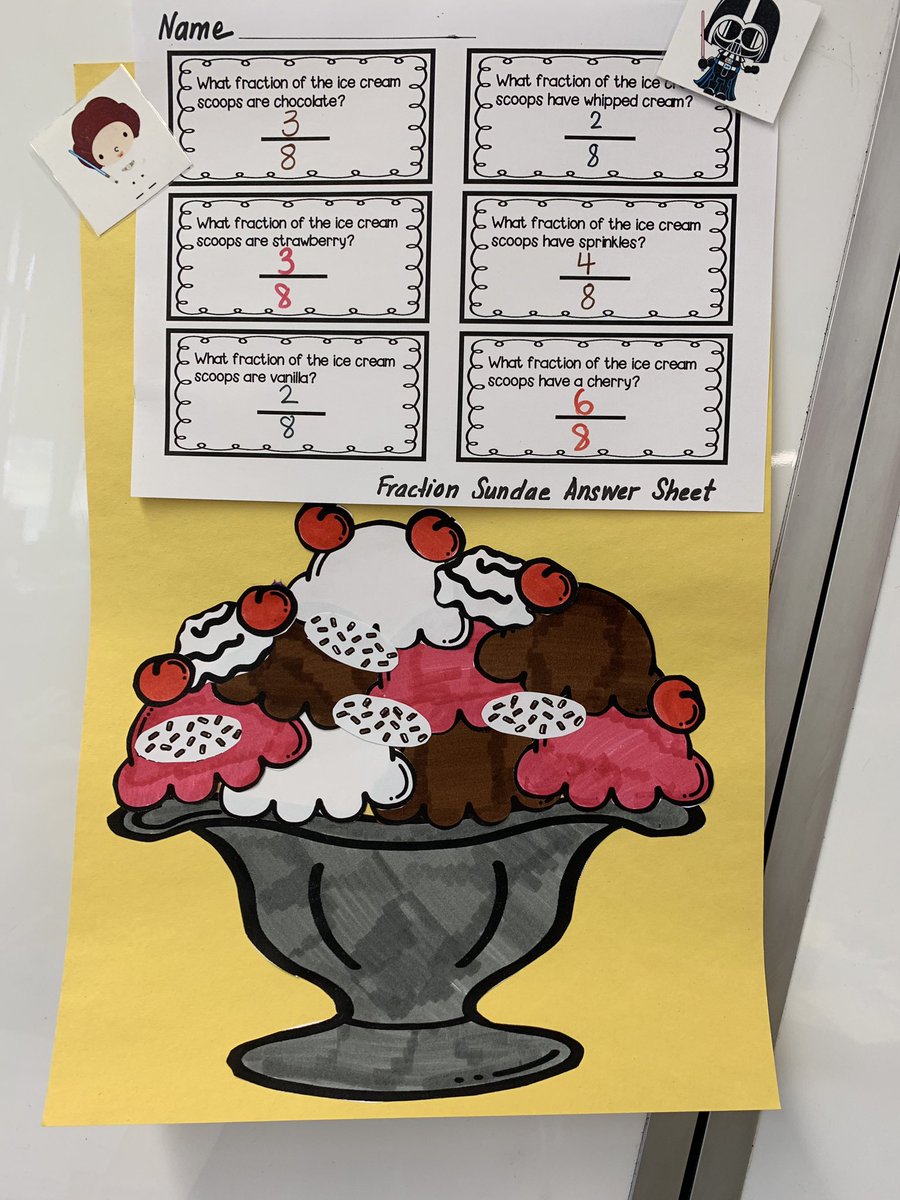 JLang_OTES's tweet photo. Ss created an ice-cream sundae and then identified the fractions for the flavors and toppings - enVision 2.0 Topic 12. @Poneill09 @CPicernoABC #OTESFutureReady #OTESPride https://t.co/04cxJdxkzW