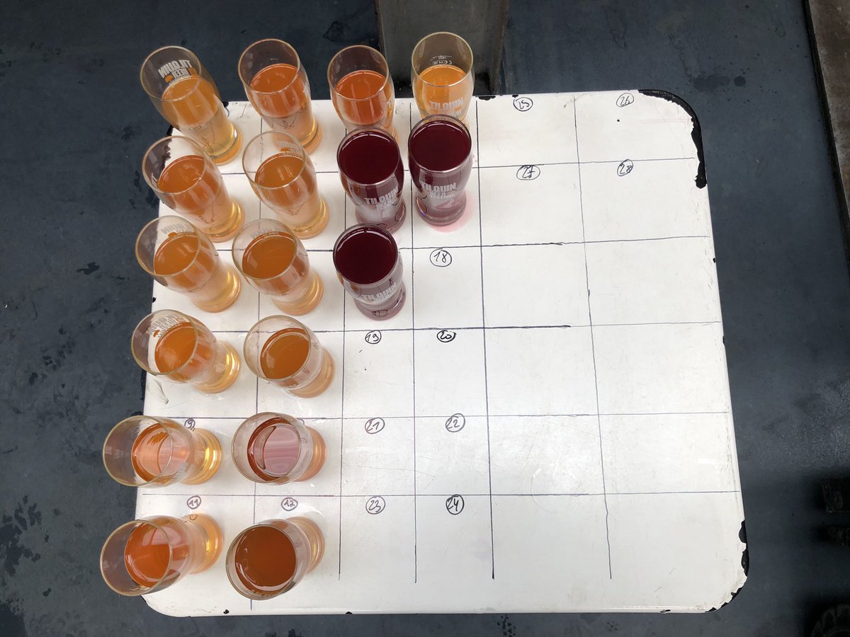 GueuzeTilquin's tweet photo. We blended today the second batch of another new fruit lambic, the “Cassis Tilquin à l’ancienne”, with 200 gr blackcurrants per liter.  This blend is super tasty and balanced. Arthur, Kevin and Thomas do like it very much. This should be available hopefully from September 2019. https://t.co/NZn1H67svh
