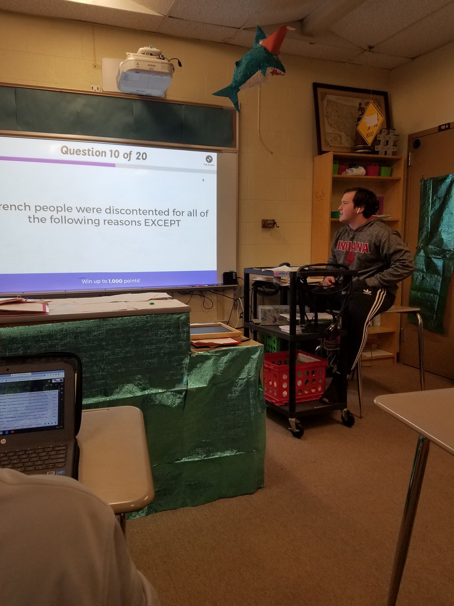 btantlinger's tweet photo. Thank you to Ryan for running our Kahoot review for the French Revolution since my voice is not cooperating. #theyreonfire #betterputsomewateronem #frazierpride @jasonepappas @frazier_hs @GetKahoot https://t.co/ZEaZ4HYE1t