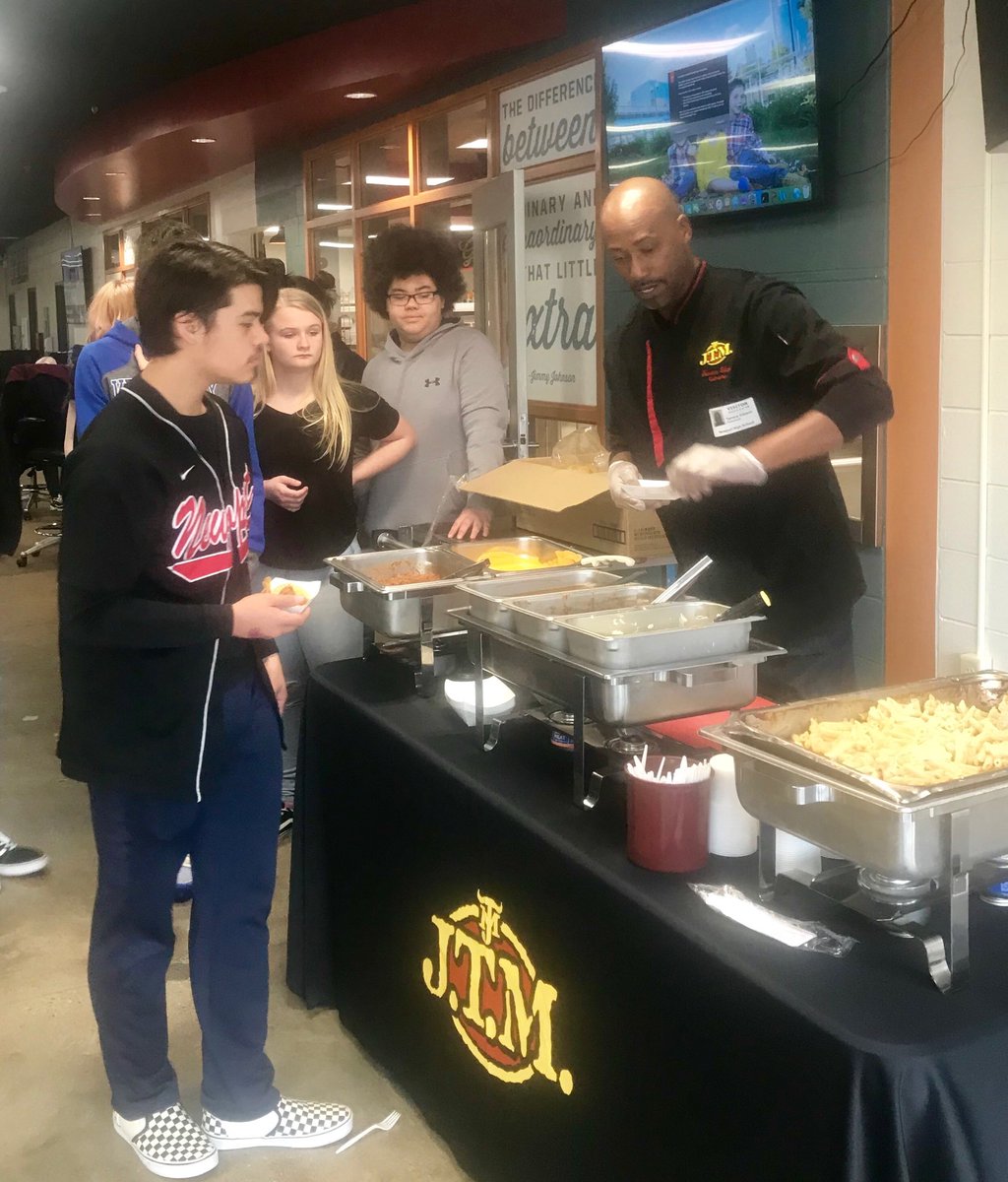 LisaRizzo9's tweet photo. Menu Madness is what’s happening! Thank you Chef Tarrice from JTM for visiting NHS and preparing samples for our students. https://t.co/pVi4D3qMwf