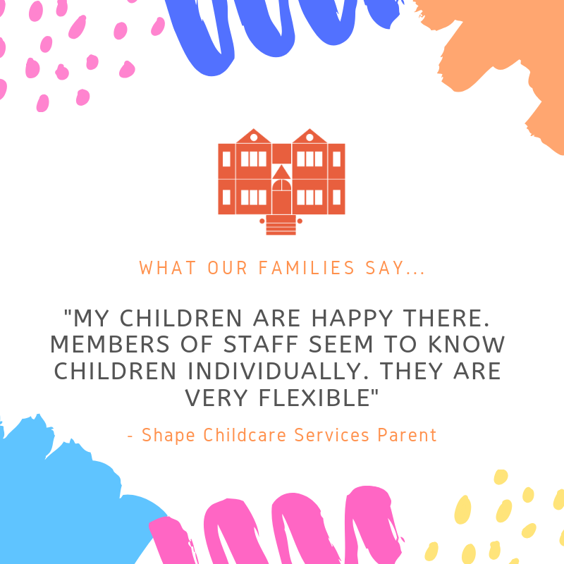 We received some great #Feedback today from one of our #Shape #ChildcareService #Parents. It's always a joy to hear that the kids have a great time! If you have any feedback for us, please do let us know by emailing us at shapelindley@gmail.com
#ShapeLindley #AfterSchoolCare