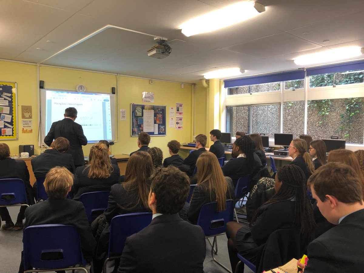 DeanesSchool's tweet photo. Thank you to Alistair Cooke, Baron Lexden, for his presentation on the Role of The House of Lords.  He was very informative and spend almost 2 hours with our Citizenship students, answering questions and debating issues @UKHouseofLords https://t.co/yNqsuLHflQ