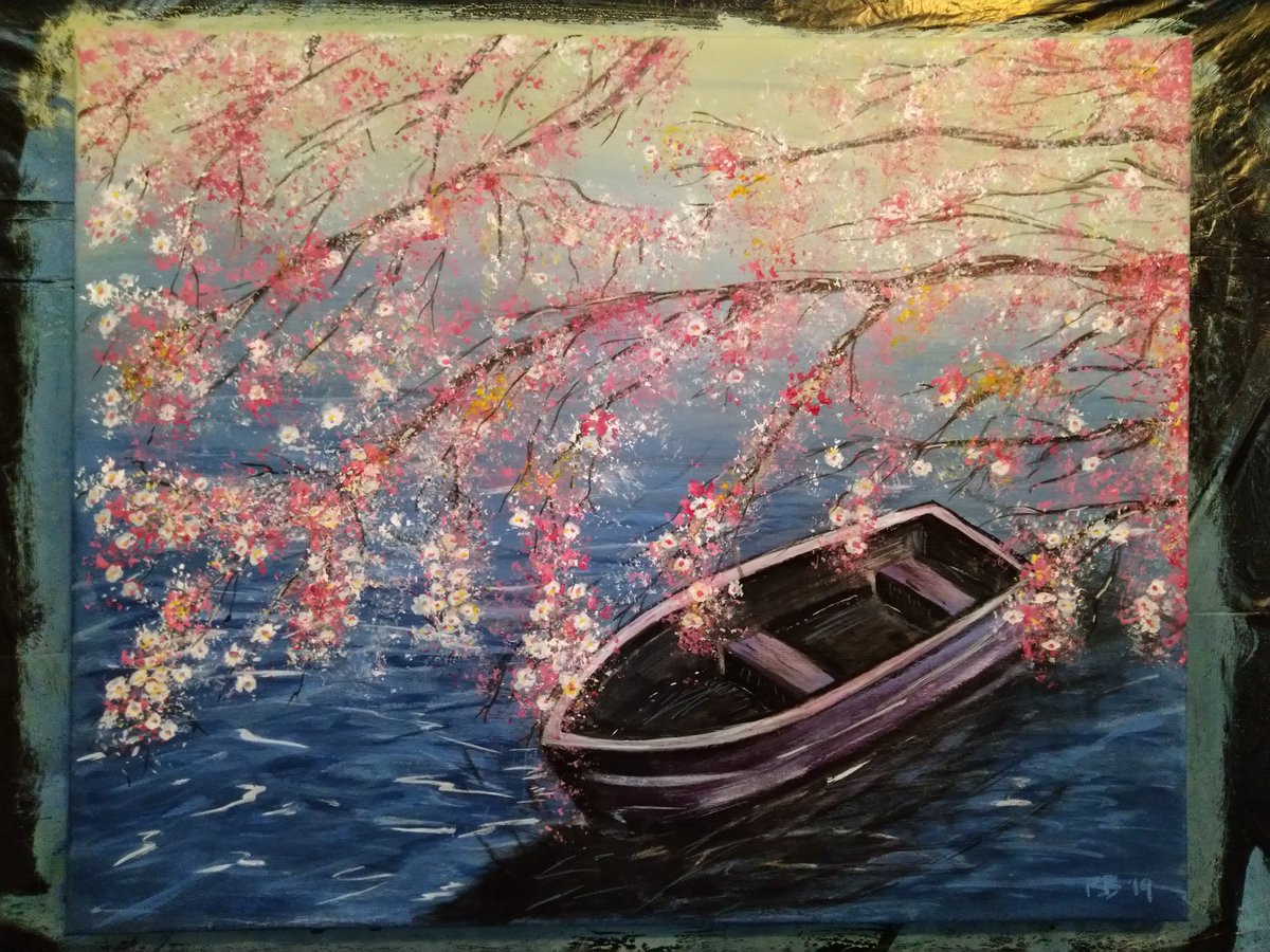 beyondthetail's tweet photo. My most recent painting. #spring #cherryblossom #bbscreations #colorsbyfeliks https://t.co/AG8F2QS3hg