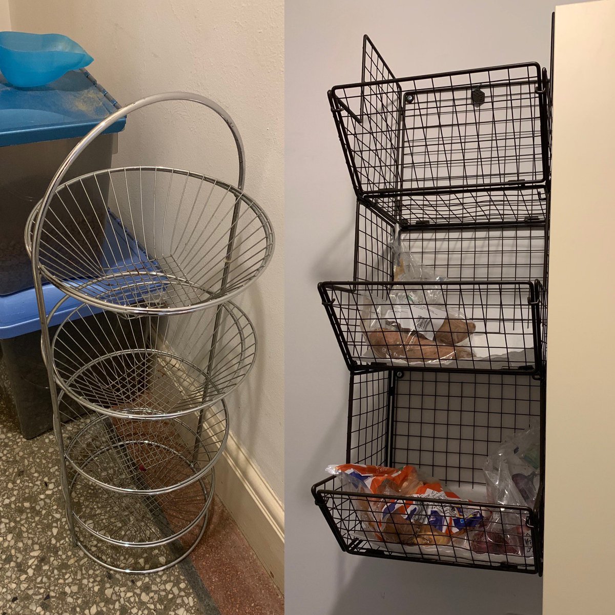 just_maz's tweet image. Old with the old and in with the new! #vegetablerack #utilityroom #progress