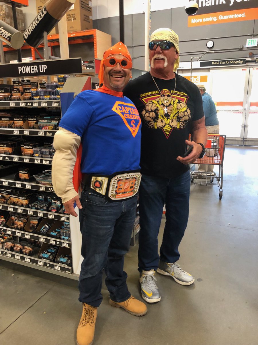 Eduardothd6357's tweet photo. Captain Credit and his sidekick Hulk Hogan making it happen at the Clearwater Home Depot.  ⁦@sgaskinshd⁩ ⁦@CrickettSurls⁩ ⁦@garydemarinis⁩ ⁦@RamonEstevez12⁩ ⁦@Cff025Fines⁩ https://t.co/89Sa1Frwui