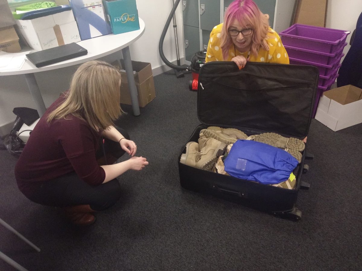 DunHSdrama's tweet photo. Miss Logan, Mrs Carter and Mrs Dunning were BUZZING when Luke brought in a suitcase of costume from a PROFESSIONAL Blackwatch performance for their exam! Of course we had to try some on! Hands up who’s excited for the exams 🙋🏼‍♀️🙋🏼‍♀️🙋🏼‍♀️ #commitment #costumewin #yas https://t.co/KGZbGhYTOB