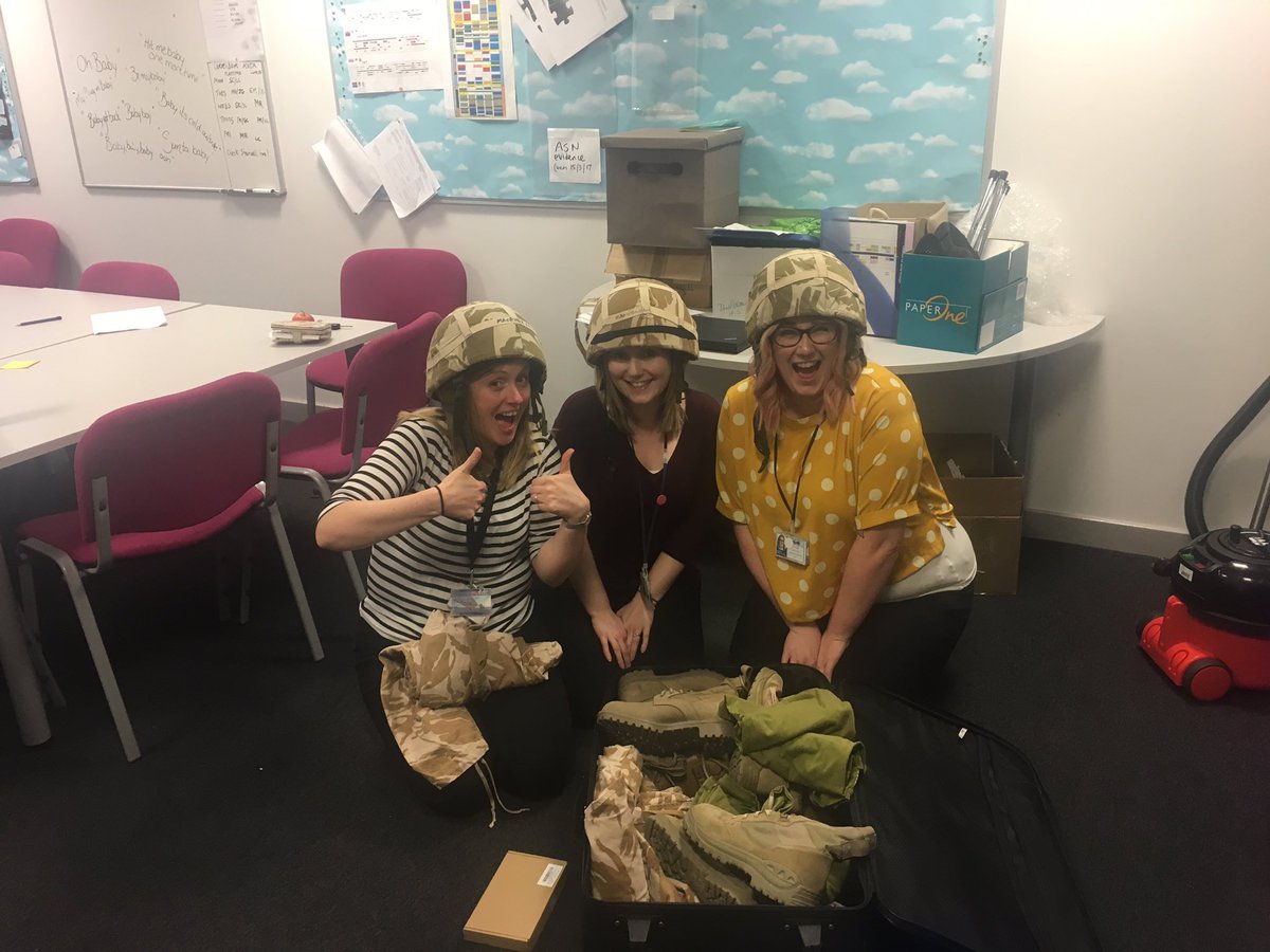 DunHSdrama's tweet photo. Miss Logan, Mrs Carter and Mrs Dunning were BUZZING when Luke brought in a suitcase of costume from a PROFESSIONAL Blackwatch performance for their exam! Of course we had to try some on! Hands up who’s excited for the exams 🙋🏼‍♀️🙋🏼‍♀️🙋🏼‍♀️ #commitment #costumewin #yas https://t.co/KGZbGhYTOB