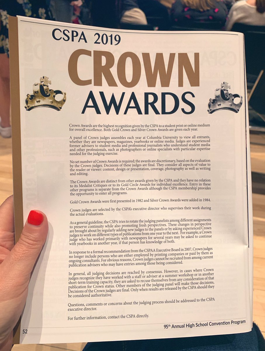 NicolePacc020's tweet photo. Mrs. Anderson, Ms. Yoon and myself are incredibly honored to accept the prestigious Crown Award from CSPA for our Intermedia Magazine publication. Special congratulations to all of the students for the work that went into this phenomenal magazine! 👑 #LFCMS https://t.co/PrKltAo4d1