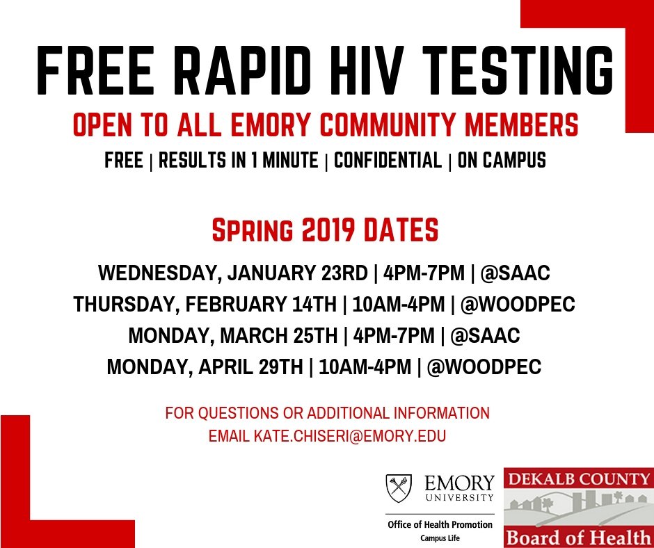 BeWellExcel's tweet image. Join us at our free, rapid HIV testing next week! We&apos;ll be at the SAAC on Monday from 4PM-7PM! #safersexemory #bewellexcel