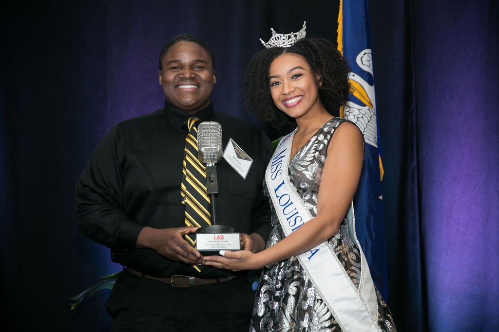 Grambling1901's tweet photo. RT @LABroadcasters: Introducing our two Student Broadcasters of the Year, Madison Kaufman @mad_kauf_ of @LATech and Maurice Tandy-Patton of @Grambling1901
We wish the best for you both on your broadcasting journeys!
#Prestige2019 #StudentBroadcasters https://t.co/qEMyCwLOcs