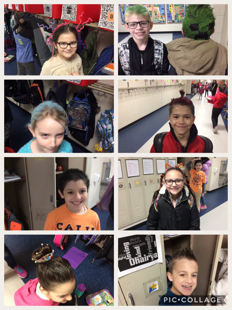 AshlineKelly's tweet photo. Ss met their goal of 2,000 bones by showing #spikestyle and voted for crazy hair day! We challenged the Ss to be creative and you can see in the photos that they were very creative! Go Bulldogs! @RoyDeShane93 @CCSD93 https://t.co/2vH1hCjEPB