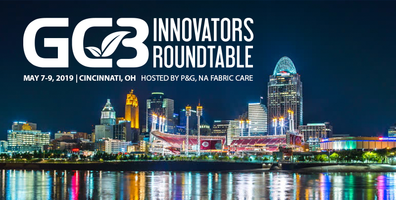The 2019 GC3 Annual Innovators Roundtable will be hosted by <a href="/ProcterGamble/">Procter & Gamble</a> Fabric Care, May 7-9, in Cincinnati, OH! Speakers from <a href="/ANGUSChemCo/">ANGUS Chemical Co.</a>, @DSM_Niaga, <a href="/Michelman/">Michelman</a>, <a href="/DowChemical/">Dow</a>, <a href="/Steelcase/">Steelcase</a>, <a href="/TarkettGroup/">Tarkett Official</a> and more! See the preliminary agenda at bit.ly/2pAXZx7