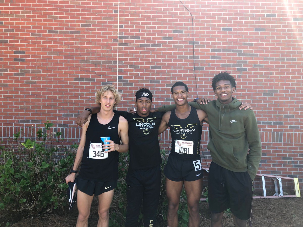 The crew back together at the #FSURelays #LincolnHighSchool #800MR record holders.