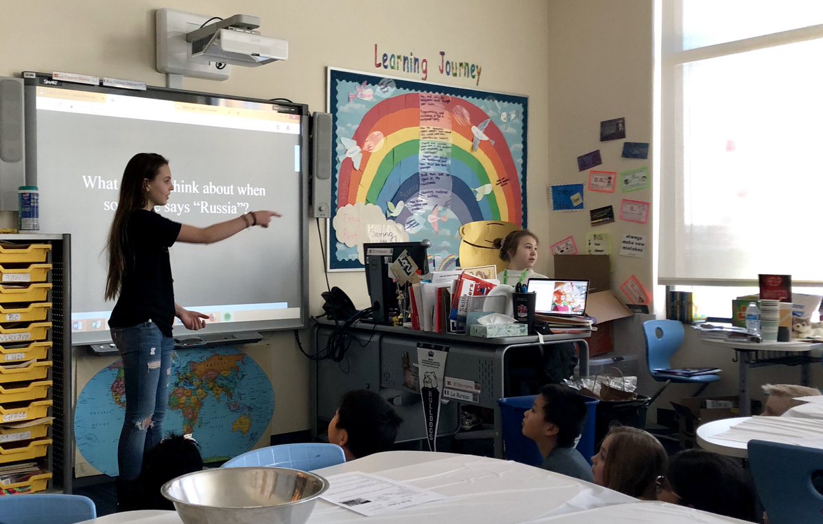 Iris delivering Russian lesson to Year 3 students as part of CASE culture #NAEBeAmbitious