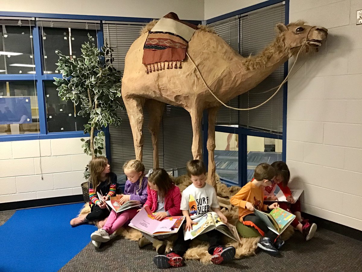 Kindergartens sharing stories with Camille Camel
