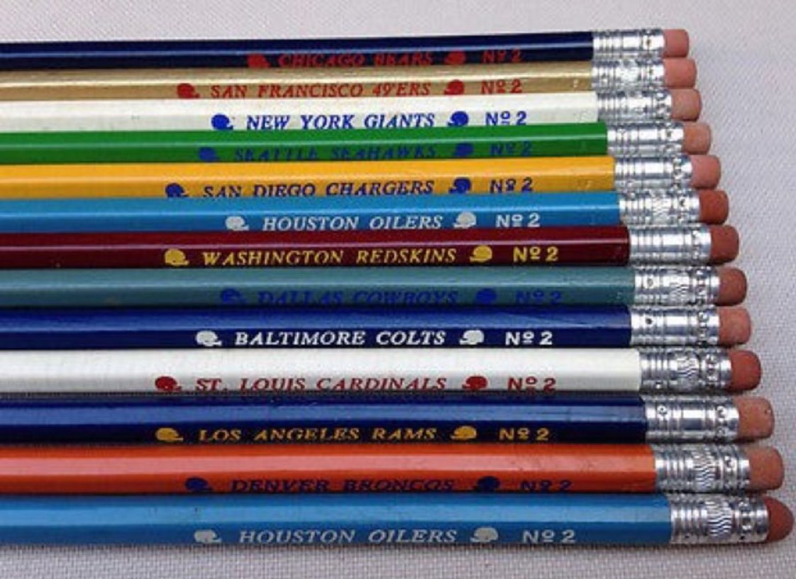 Call it superstition if you want, but when you needed that little something extra on an exam it totally mattered which team pencil you used:

“The math test? Didn’t study but I’m bringing Dan Fouts into battle.”