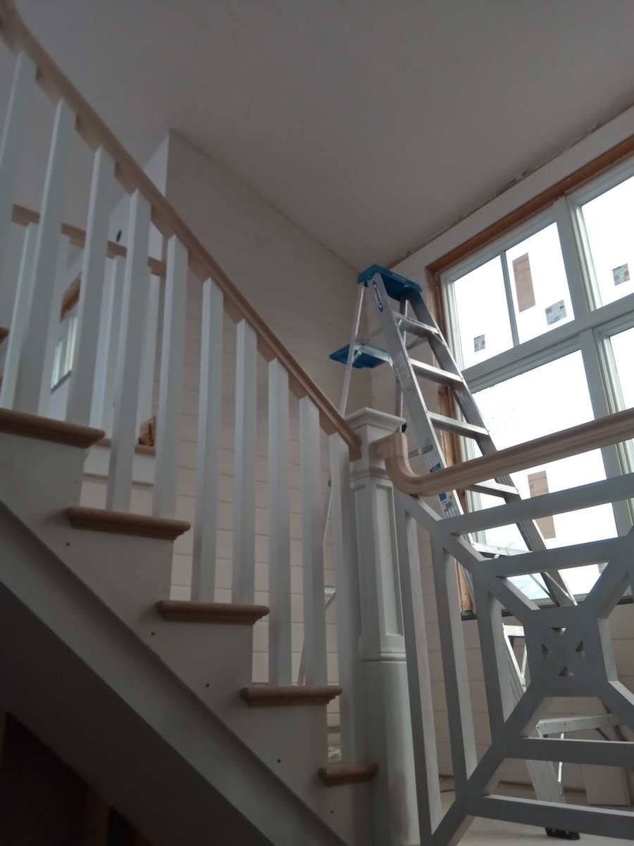 KAatMABC's tweet photo. V-groove wall work continues today. We're getting our exercise on these stairs these past couple weeks! https://t.co/RHBrtU543e