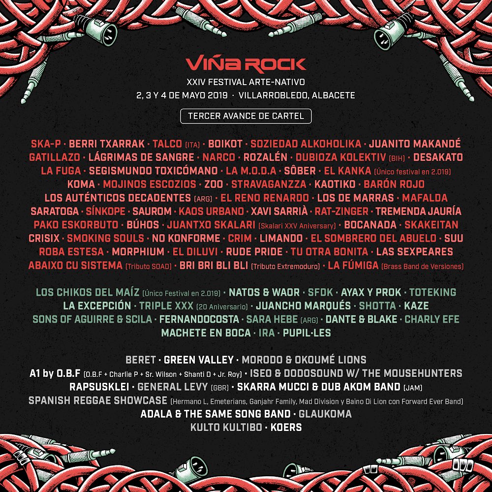 Atención Viñarockerxs que quieran participar en un sorteo de 2 abonos para el festival 💃🏽💃🏽💃🏽 
1- Seguir a <a href="/VinaRockOficial/">ViñaRock</a> y a @rapsuskleiofficial 
2- Comentar etiquetando a amigos
3-  Dale retuit 🔥🔥🔥
*La duración de los sorteos será hasta el domingo a las 23:59h