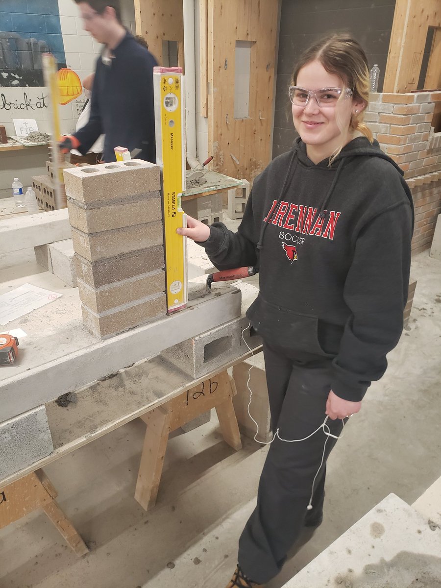 FJBMasonry's tweet photo. Meet Autumn!! Brand new to #masonry, and she's killing it!! This is the best part of #teaching, students becoming #Successful 👍 #FridayFeeling #FridayMotivation #FridayThoughts #womenintech @Build_ADream @WESTofWindsor #YQG ❤🇨🇦🍁 @Skills_Canada @SkilledTradesON https://t.co/09iIBT8Cz4
