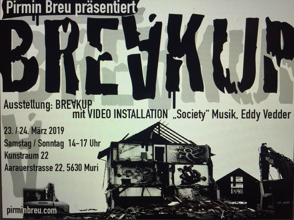 pirminbreu's tweet photo. Diesen Samstag und Sonntag, Ausstellung "BREAKUP" in Muri, Aarauerstr. 22 (neben Bahnhof)   14-17h. https://t.co/bcfy4q7ZMl https://t.co/aiJBNCmXRm