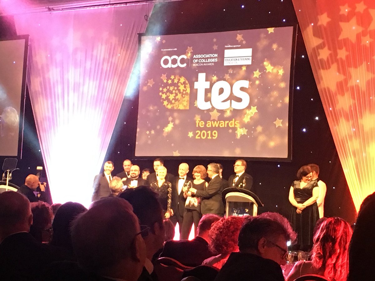 #tesFEawards #AoCBeacons congratulations to ⁦@BoltonCollege⁩ ⁦for winning ⁦@Jisc⁩ sponsored award for effective use of technology in further education - for Ada chatbot. Commiserations to ⁦@gifhe⁩ and ⁦@PrestonsCollege⁩ - very strong shortlist!