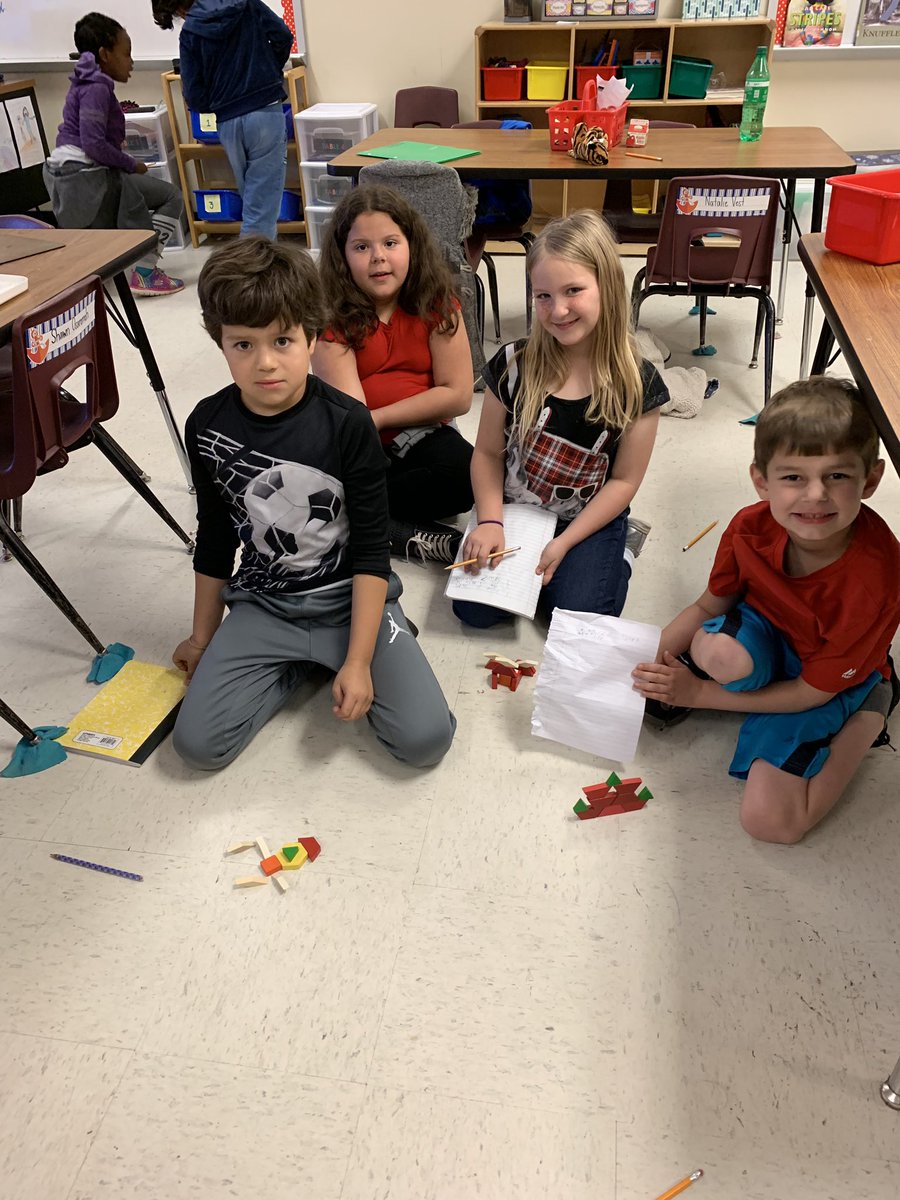 emilythomas0817's tweet photo. We had a {shape}erific time in math today! The students had to come up with a design with tangrams and explain what shapes were used as well as how many sides and vertices each shape had!  @bakerelembears @TiffanyHourigan @blairhivey @AlisonBroughto1 https://t.co/E7KpEpWgpW