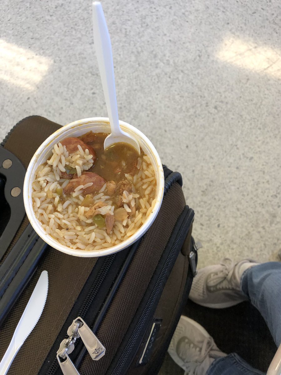 davecruse's tweet photo. Best part of a layover in New Orleans ... gumbo and red beans &amp; rice. https://t.co/uUjG16YJvX