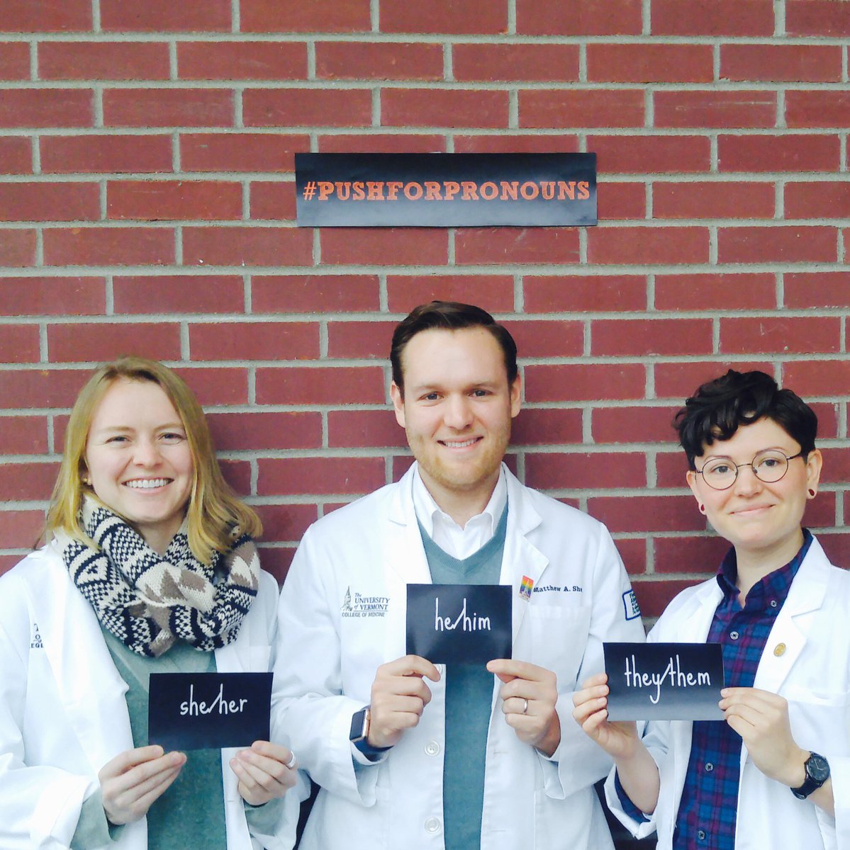 UVMLarnerMed's tweet photo. Next week is National #LGBTHealthAwarenessWeek! In celebration, we're supporting a #pushforpronouns campaign, encouraging people to add their pronouns to their signature files. Follow #pushforpronouns on Instagram &amp; Twitter! #lgbthealth https://t.co/AnlLaRktMX